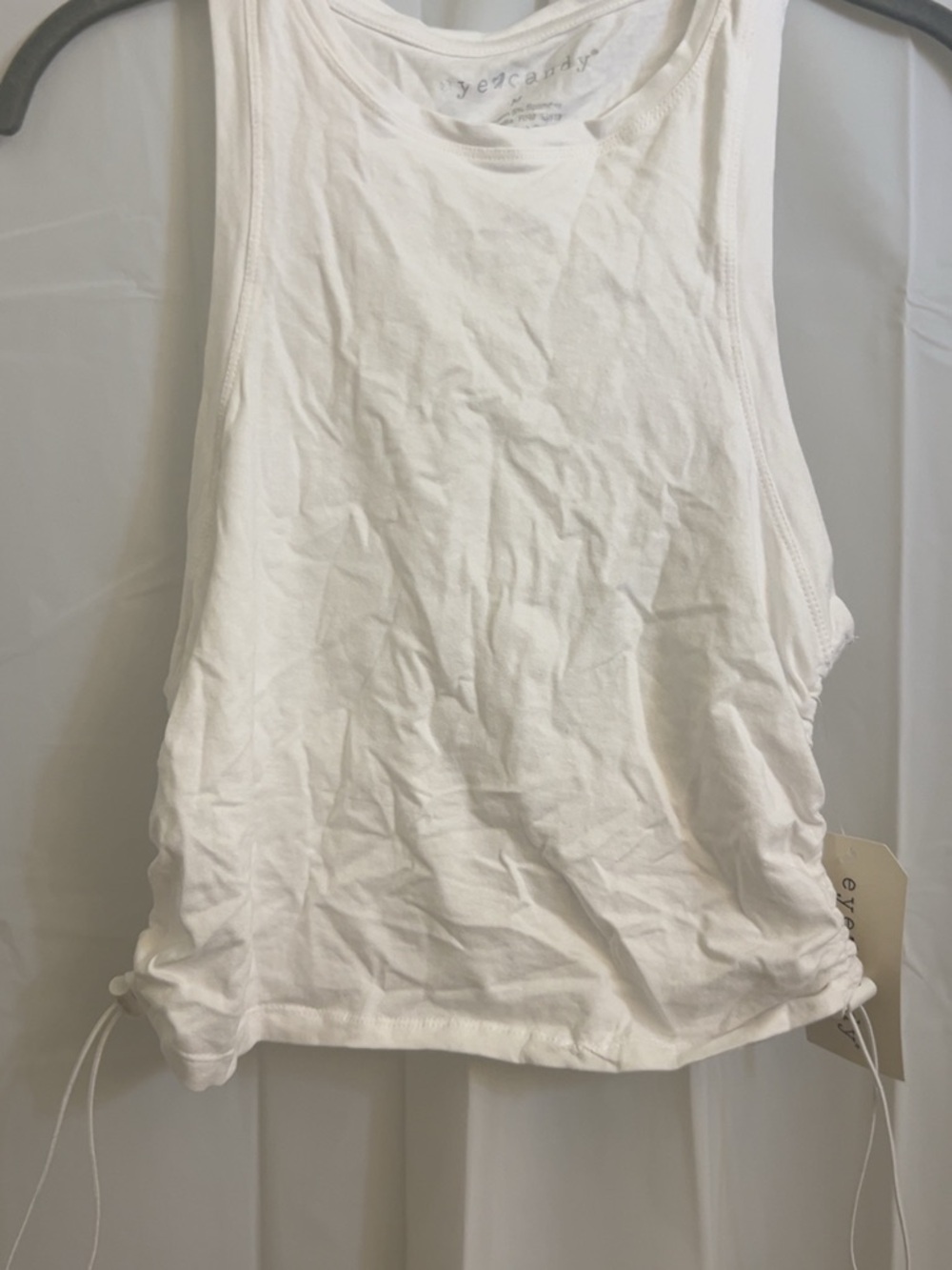 eye candy White Racerback Drawstring Side-Tie Tank